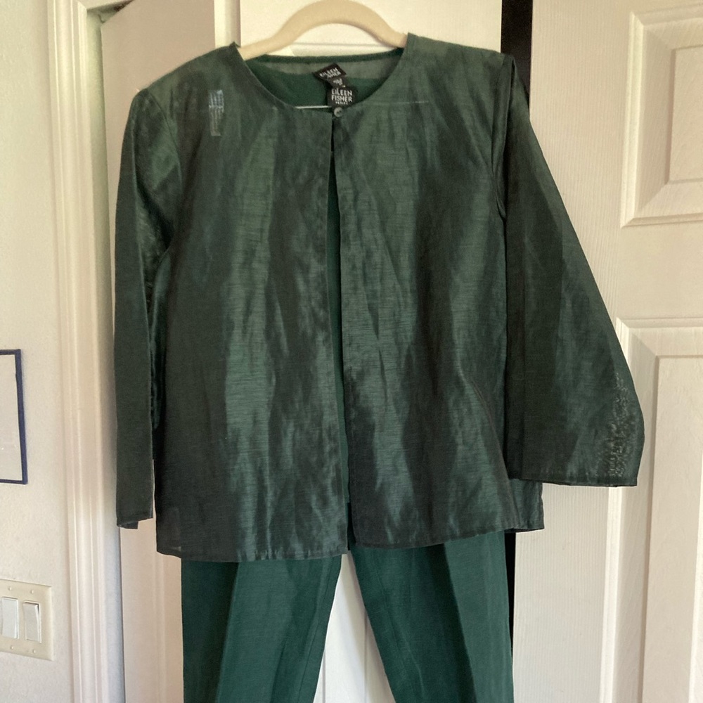 Eileen Fisher elegant top, shell and pants